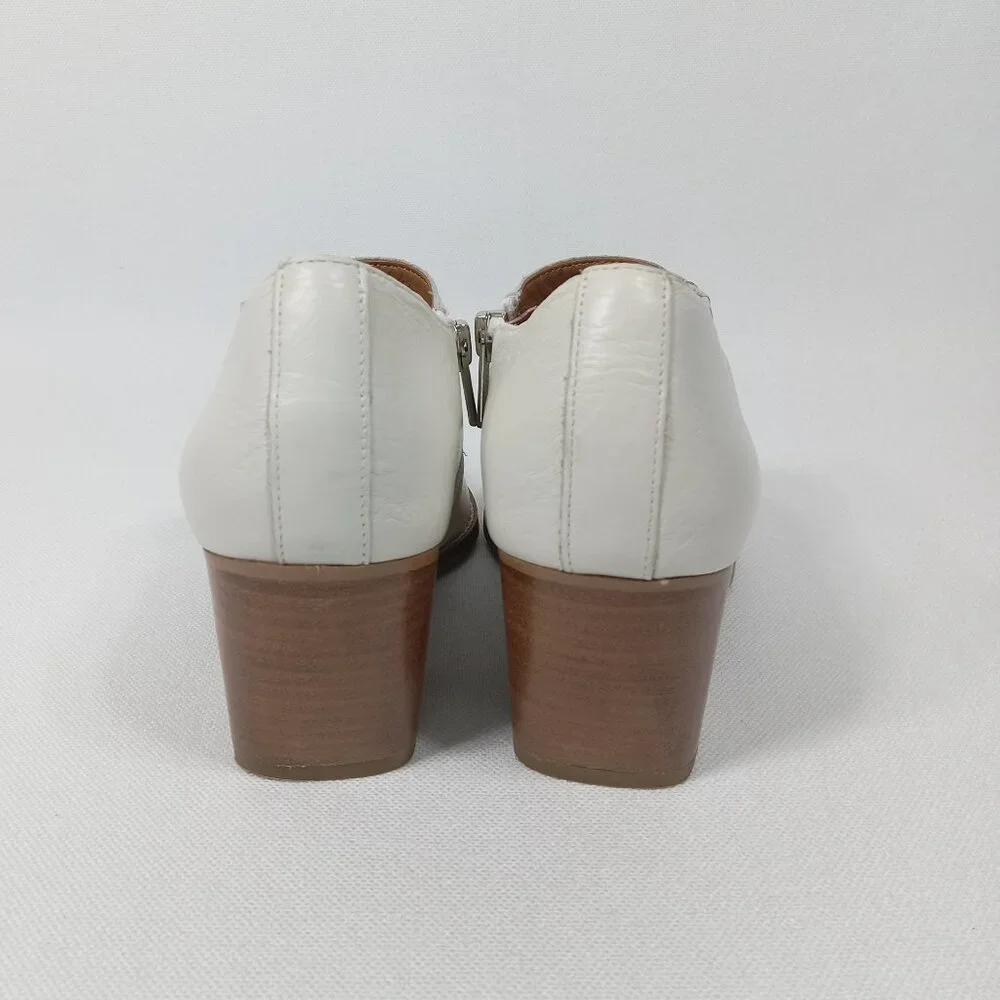 SARTO Womens White Leather Heeled Ankle Boots Size 6M - Picture 6 of 14
